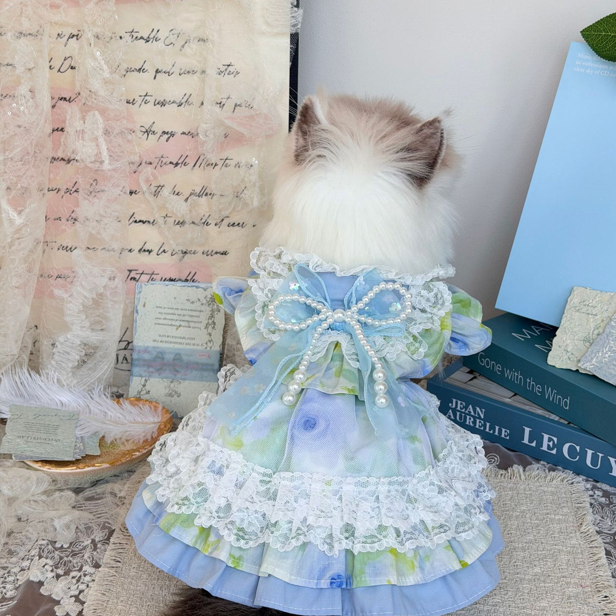 Pet Princess Dress Blue Tulle Skirt for Cats and Dogs