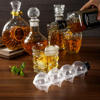 Whiskey Ice Ball Mold, 4-Cavity Round Clear Food-Grade Ice Maker for Home Use