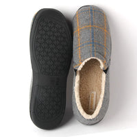 Men's Plaid Fleece-Lined Anti-Slip Warm Indoor Slippers with Thick Sole