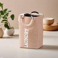 Foldable Laundry Hamper with Handles, Cotton Linen Dirty Clothes Basket for Home Storage