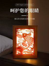 Mid-Autumn Festival Paper Carving Lamp DIY Kit, Intangible Cultural Heritage Papercut 3D Frame Night Light