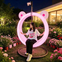 LED Luminous Panda Swing with Moon Chair for Outdoor Garden & Courtyard