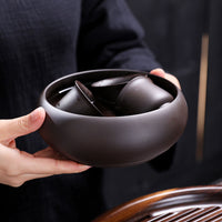 Large Zisha Tea Wash Bowl for Kung Fu Tea Set, Yixing Clay Teacup Rinser and Brush Washer