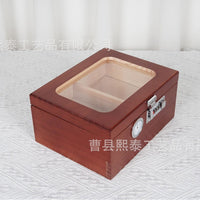 Wooden Cigar Humidor Box with Transparent Lid