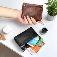 Cute Cartoon Cat Genuine Leather Coin Purse Portable Earphone Card Holder