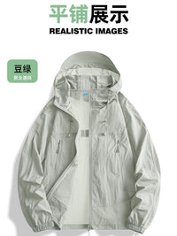 Unisex UPF 50+ Ice Silk Sun Protection Jacket with Detachable Hood for Outdoor Cycling