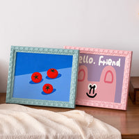 Dopamine Mini Photo Frame Wall-Mounted or Tabletop Display for Kids' Art, Oil Paintings, and Photos