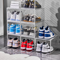 Clear Dustproof Shoe Storage Box with Magnetic Door, Large Capacity Display Case