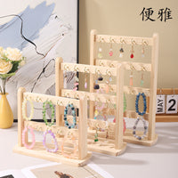 Pine Wood Countertop Display Stand for Bracelets, Necklaces, and Small Items