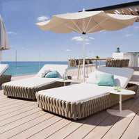 Outdoor Rattan Woven Aluminum Chaise Lounge for Poolside, Beach, Resort