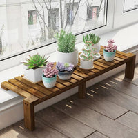 Solid Wood T-Shaped Plant Stand Bench for Indoor Outdoor Balcony Garden