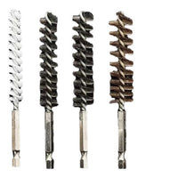 Pipe Cleaning Brush Set with Hex Shank for Rust Removal and Polishing, Nylon/Stainless Steel/Steel Wire