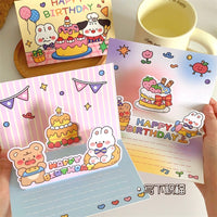 Kids' 3D Pop-Up Birthday Card, Cute Animal Gift Card, Cartoon Postcard for Messages