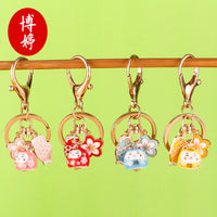Sakura Lucky Cat Ceramic Charm for DIY Crafts and Keychains