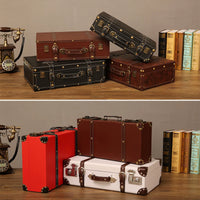 Vintage European Style Decorative Storage Trunk with Faux Leather Finish for Home Decor, Photography Props, and Organization