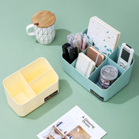Desktop Cosmetic Organizer with Multiple Compartments for Makeup, Skincare, and Remote Controls