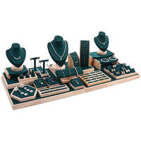 Premium Jewelry Display Tray Set for Countertop and Showcase, Necklace and Ring Organizer