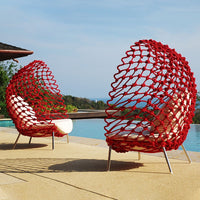 Outdoor Balcony Rattan Lounge Chair Single Person Net Red Lazy Bird's Nest Recliner Woven Tea Table for Homestay Hotel Garden Villa