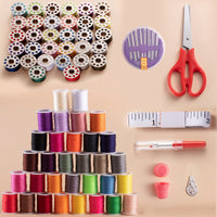 Sewing Machine Thread Kit with 64 Spools and Storage Box, Multicolor Household Sewing Set