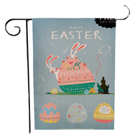 Easter Garden Flag Double-Sided Bunny Linen Yard Decoration Outdoor Holiday Flag