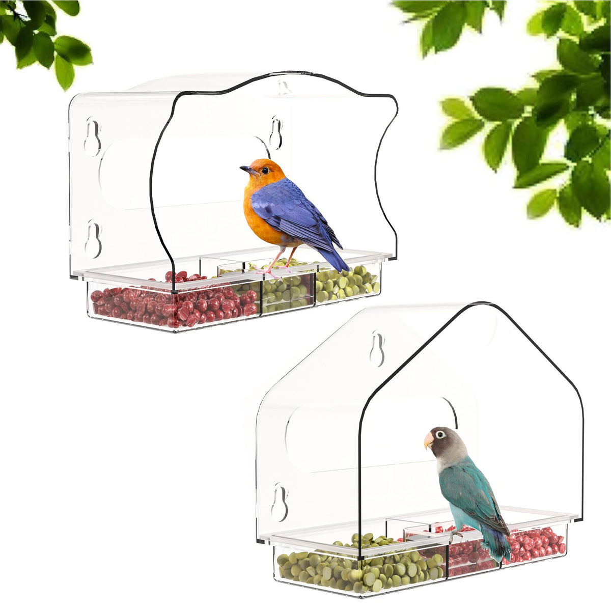 Large Acrylic Suction-Cup Outdoor Bird Feeder Transparent Pet Bird House