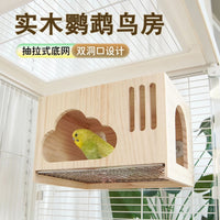 Wooden Bird House for Parrots, Budgies, Cockatiels - Hideaway and Warm Sleeping Nest - All Seasons