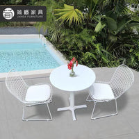 Outdoor Bistro Set with Round Table and Two Chairs, Weather-Resistant Galvanized Steel Patio Furniture