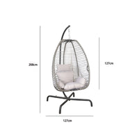 Woven Rattan Hanging Basket Chair for Indoor Outdoor Patio Balcony