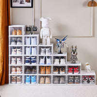 Foldable Transparent Shoe Box Storage Rack, Easy Assembly Shoe Organizer for Home