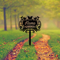1pc Metal Hollow Garden Decorative Sign Stake, Stylish Gardening Ornament for Outdoor Yard Decor