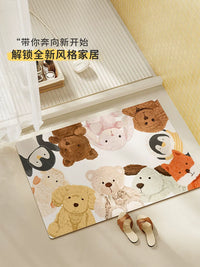 Cartoon Diatomaceous Earth Bath Mat Non-Slip Quick Dry Absorbent Soft Bathroom Floor Mat