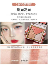 3-in-1 Highlighter Contour Blush Palette with Shimmer and Matte Finishes