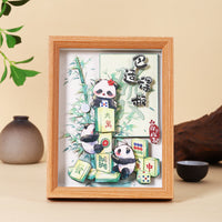 3D Paper Carving Panda Shadow Box Art Kit with Floral Designs