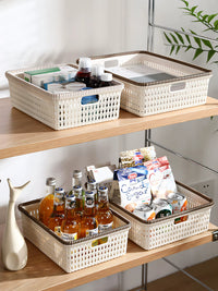 Woven Rattan-Style Plastic Storage Baskets for Home Organization