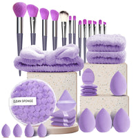 40-Piece Coffee Brown Makeup Brush Set for Face and Eyes