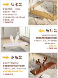 Indoor Outdoor Wooden Hanging Swing Chair for Balcony Living Room