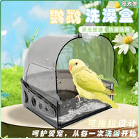 Bird Bath Tub Anti-Escape Panoramic External Hanging Cage Accessory for Parakeets Cockatiels