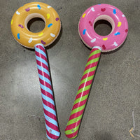 Inflatable Donut Lollipop Stick Toy for Kids, PVC Party Prop