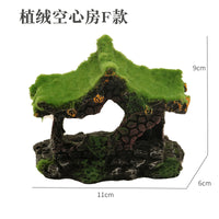 Resin Aquarium Ornament Moss House Fish Shrimp Hideout Decoration