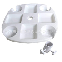 Outdoor Beach Umbrella Tray with Cup Holders - Plastic Side Table for Patio, Pool, Garden