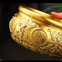 Pure Copper Treasure Basin Ornament for Wealth and Prosperity, Chinese Style Home Decor