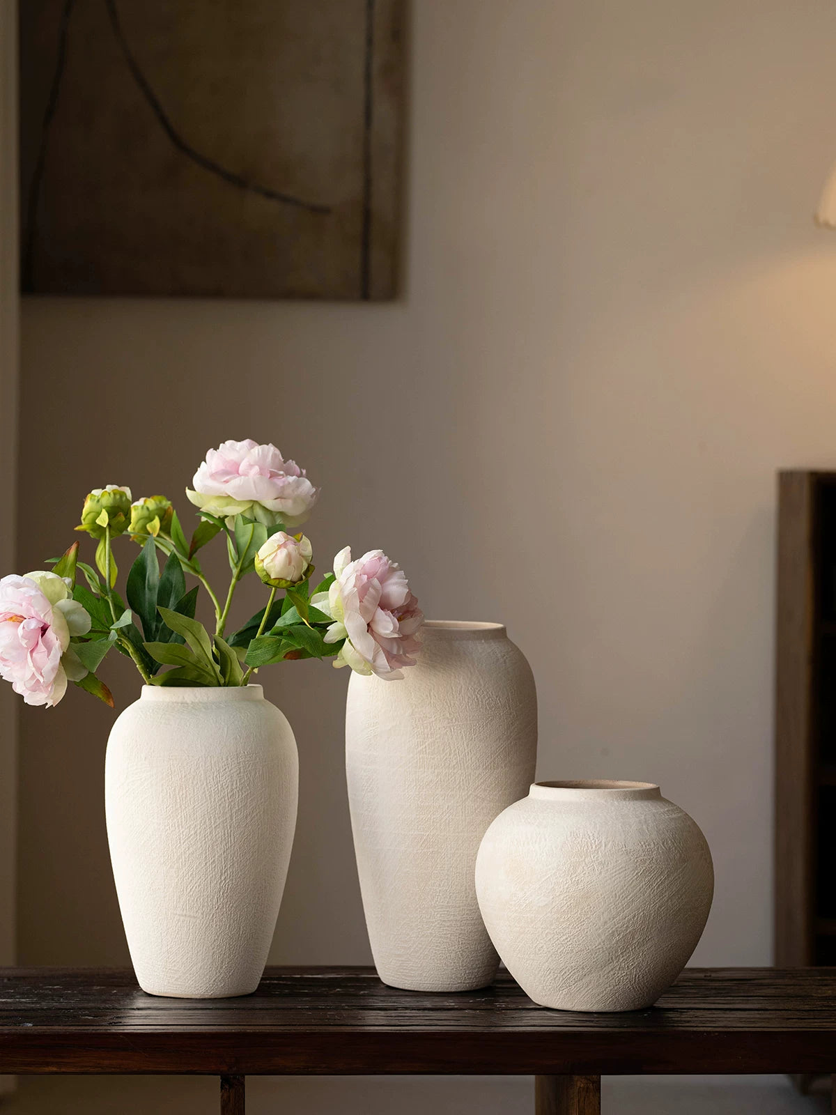 New Chinese Wabi-Sabi Ceramic Vase for Living Room Decor and Floral Arrangements