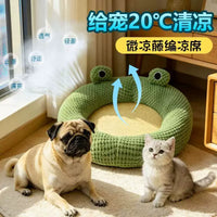Summer Cooling Frog Pet Bed Mat for Cats and Dogs, Washable