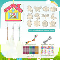 DIY Wooden Insect & Hawaiian Wind Chime Craft Kit for Kids, Spring Animal Coloring Art Set for Parties & Home Decor