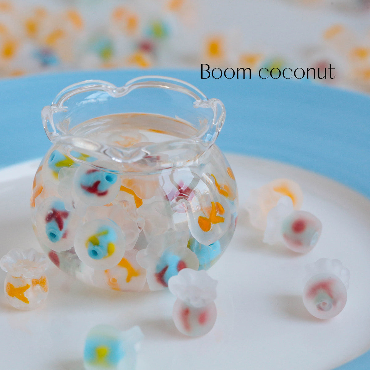 Japanese Style Frosted Lampwork Glass Goldfish Fish Tank Beads for DIY Jewelry Making