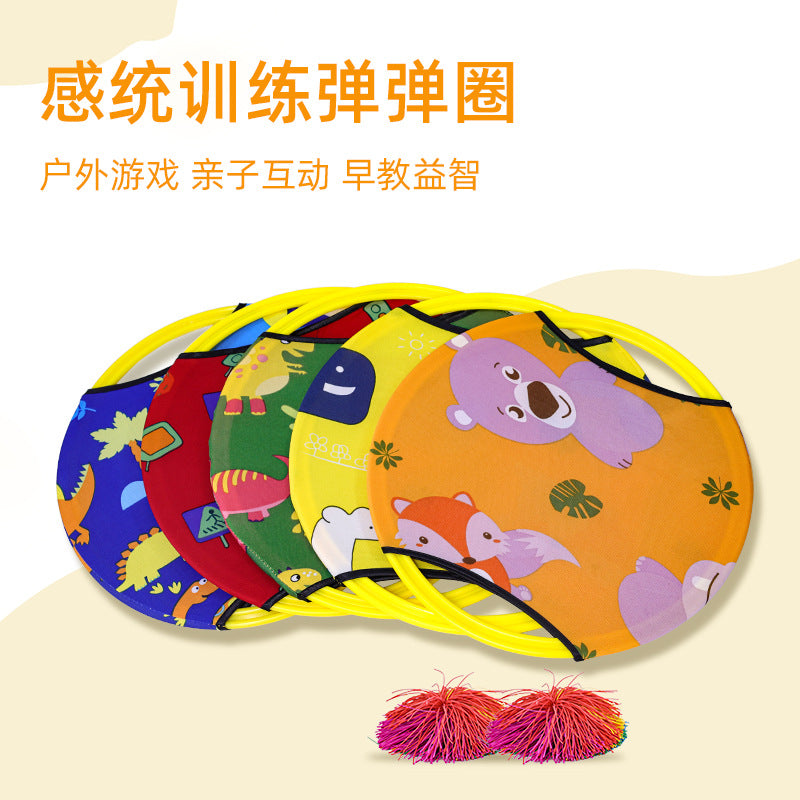 Kids Pop-Up Circle Outdoor Sensory Game with Elastic Ball and Racket