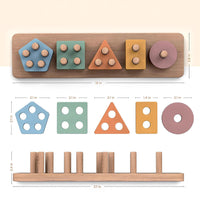 Wooden Geometric Stacking Blocks Educational Toy Set for Early Learning