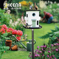 Wooden Outdoor Bird Feeder for Garden & Villa Decor, Rainproof Hanging Bird Feeding Station