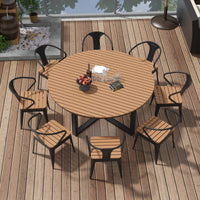 Outdoor Round Dining Table, Nordic Creative Balcony Leisure Table, Waterproof Sunscreen Metal Table for Patio Garden