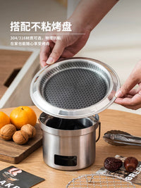 Mini Portable Stainless Steel Charcoal Grill for Outdoor BBQ, Tea Ceremony, and Korean BBQ